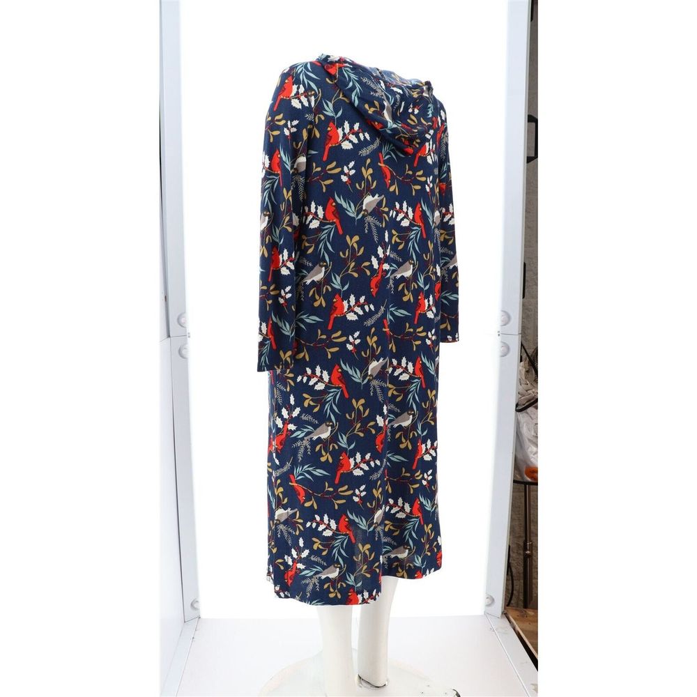 Comfort Code Brushed Knit Long-Slv Hooded Lounger Cardinal Birds 723037P - Picture 4 of 8